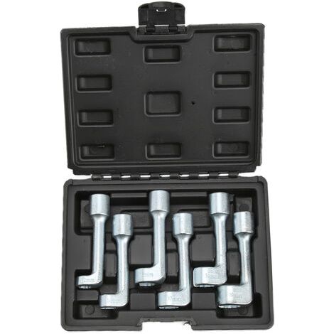 Juego de llaves de vaso para línea de inyector tipo L, acero cromo vanadio, llave de vaso para tubería de inyección de combustible para reparación automotriz, 6 piezas (1/5)