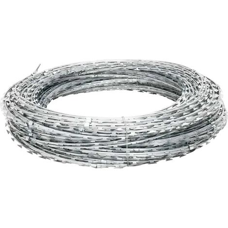 Fil de fer barbelé, acier galvanisé, longueur de 60 mètres, Argent