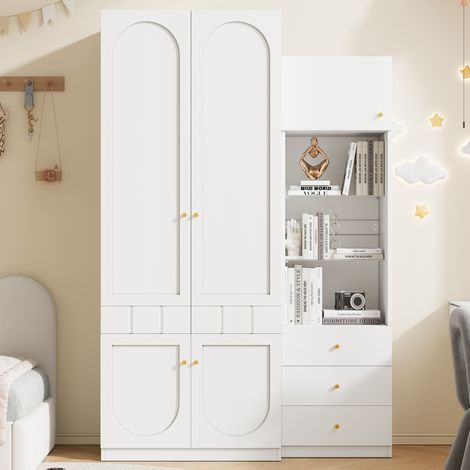 Armadio 2 ante e mobile contenitore MDF bianco OKMYHOME (1/5)