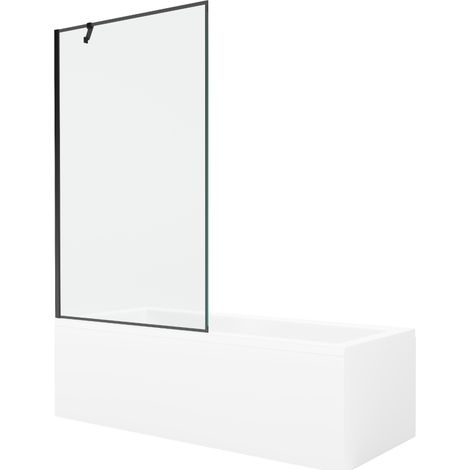 Mexen Cubik baignoire rectangulaire 150 x 70 cm avec habillage et écran 1-volet 100 cm, motif noir - 550315070X9510007070 (1/5)