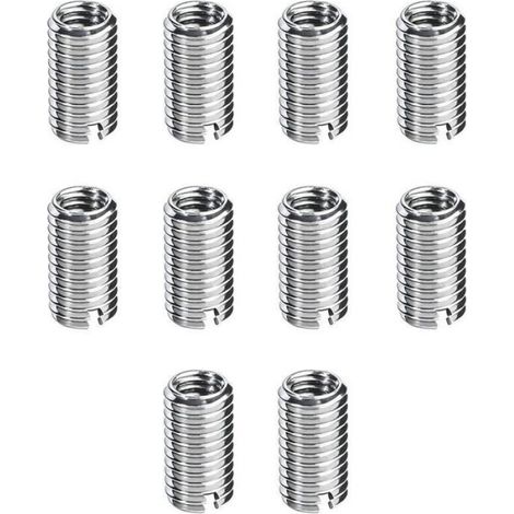 10 Pièces Insert Fileté M8/M10, Insert de Filetage Autotaraudeur, Écrous à Visser M8 x 1,25 mm Femelle, M10 x 1,5 mm Mâle, 12mm Long (1/4)