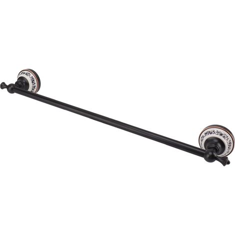 Porte-serviettes européen à une seule barre, en cuivre, pour salle de bain et toilettes, bronze foncé. (1/5)