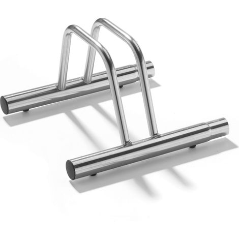 ANDRYS - Rastrelliera Porta Biciclette a Terra, in Acciaio Inox, Colore Grigio, 42 x 38.5 x 26 cm, 1 Posto