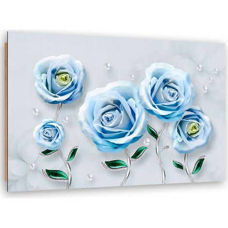 Quadro deco panel, Rose 3D blu - 60x40 (1/5)