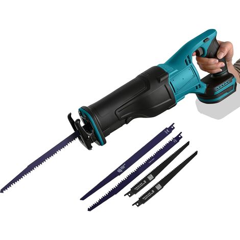 Akku-Säbelsäge Blau, für Makita 18 V mit bürstenlosem Motor, 3500 U/min und 4 Sägeblättern (1/5)