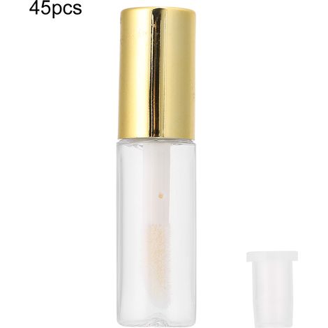 45 nachfüllbare Mini-Lippenglanztuben (1,2 ml), goldfarbene Fläschchen für Make-up und Lippenpflege (1/5)
