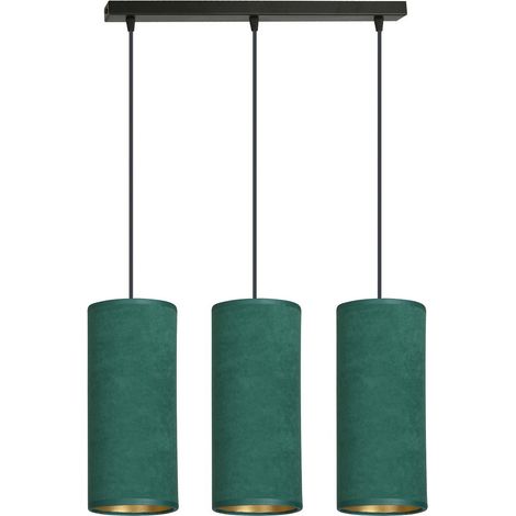 Suspension Emibig BENTE 3, 3xE27, tissu vert/or métal (1/5)