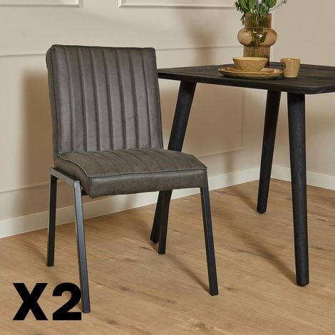 Chaise grise rembourrée à bandes (lot de 2) CORTINA (1/5)