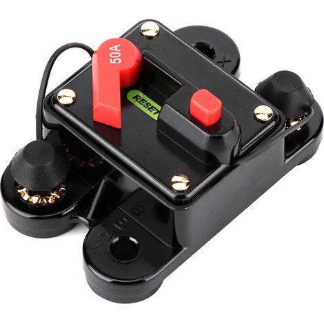 Coupe-circuit à réarmement automatique pour autoradio 50A 12V, fusible manuel, support de disjoncteur (1/5)