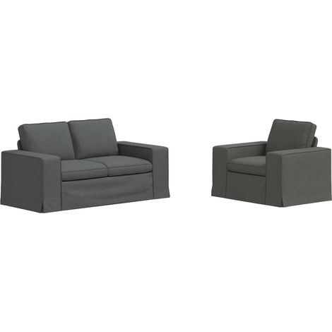 Ensemble de Canapés 2 pcs  Salon de jardin Gris foncé 182 x 80 x 82 cm tissu