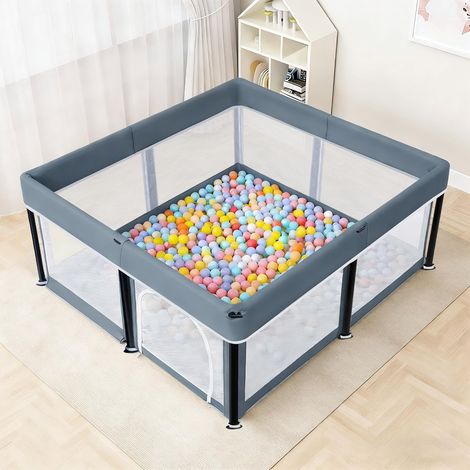 Parc pour bébé - 180 x 180 cm - Pliable - Gris foncé (1/5)
