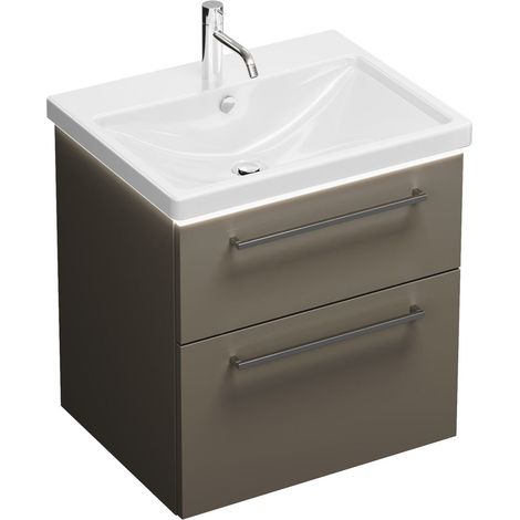 Vasque en céramique Burg Eqio + vasque en mélamine 665 x 630 x 490 mm gris brillant GRP95