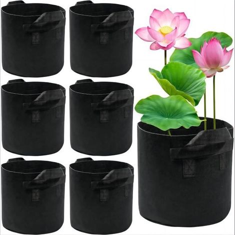 (Noir)Sacs de Plantation, Lot de 6 Sac à Plantes 13L en Non Tissé Pots pour Tomates, Fraises, Poivrons, Carottes,etc -3 Gallons Noirs (1/4)