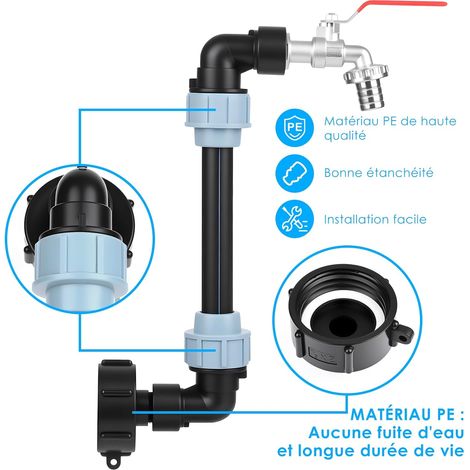 Rubinetto per serbatoio da 1000 litri in plastica filettata da 3/4", rubinetto per serbatoio da 1000 litri in ottone per collettore di acqua piovana, pratico adattatore per serbatoio da 1000 litri per (1/4)