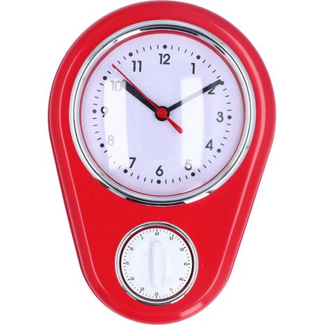 Minuterie de cuisine de 9 pouces, horloge murale multifonction innovante, temps précis, fonctionnement silencieux, Quartz pour la maison rouge (1/5)