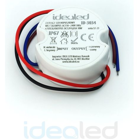 Alimentation LED 12V 10W IP67 étanche encastrée ID-3034 (1/4)