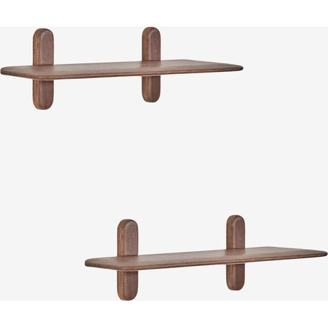 SKLUM Pack mit 2 Wandregalen aus Veleta-Holz  &x2194&xFE0E 80 cm            Akazienbraun dunkel                     