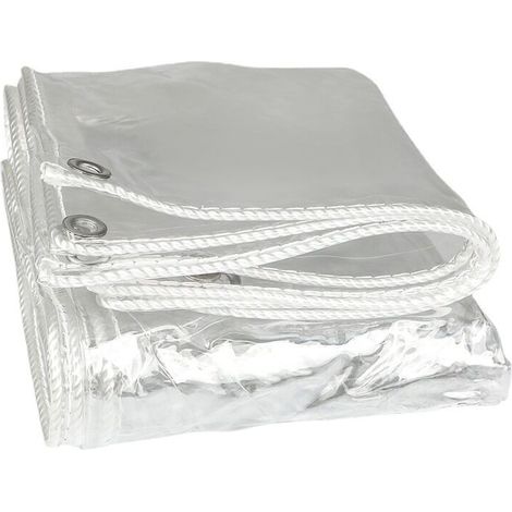 royaluxe -Bâche de protection extérie 420 g/m2 2 x 3 m Bâche transparente imperméable avec œillets, bâche résistante aux intempéries avec cordes, pour salon de jardin, fermes, voitures, étangs (1/4)