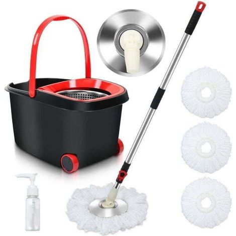 Komplettes Bodenwischset mit Turbowischer und Schleudereimer, XU, Mikrofaser-Teppichreinigungseimer und Wischmopp für die Bodenreinigung - KZQ