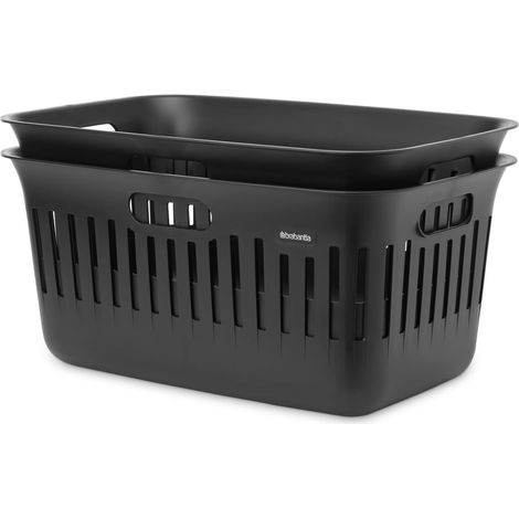 Panier à linge Collect-It 40 L (noir), Lot de 2, Corbeille a linge pliable pour la cuisine et la buanderie, Boite de rangement vêtement, serviettes et draps (1/5)