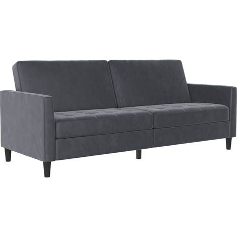 Presley-Canapé-lit 3 places en velours anthracite