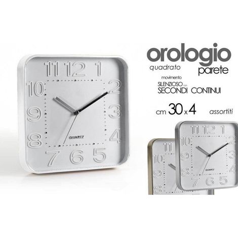 Trade Shop - 30X4CM WANDUHR QUADRATISCH KLASSISCH MODERN LEISE FARBEN ASS 684142 - (1/3)