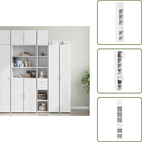 Hochschrank Schmal Weiß 30x42,5x225 cm Holzwerkstoff - Hochschrank - Hochschränke - Hochschrank Schmal - Schrank Schmal (1/5)