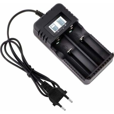Chargeur de Batterie 18650 Chargeur Batterie Universel Charge Rapide Intelligente Tête à 2 Fentes avec Ecran LCD Compatible avec Une variété de Batteries Li ION 4.2 V 26650/18650 (1/4)