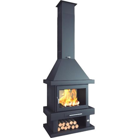 Fm Calefaccion – Cheminée à bois C-200 14,5kW – Acier double paroi – Foyer en vermiculite – Système de double combustion – Volume chauffé 373 m³