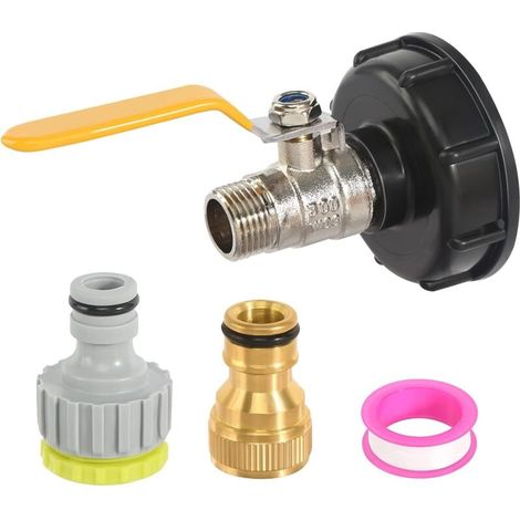Adaptador para tanque de agua IBC de 1/2", adaptador para válvula de bola IBC, grifo para tanque IBC, accesorio para manguera de tanque de agua IBC (color aleatorio)