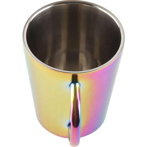 Tasse isotherme à double paroi de 300 ml avec poignée, en acier inoxydable, pour la maison. Colorée. (1/5)