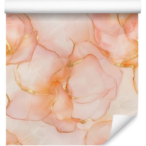 Papier peint crème et pêche pour salon et chambre 50x1000 cm (1/5)