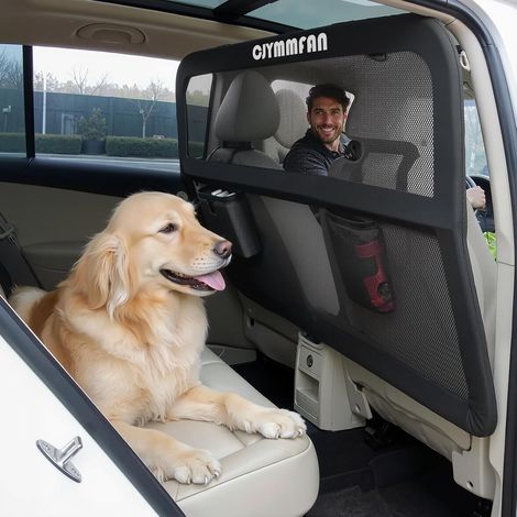 Barrière de voiture pour chien avec protection étendue pour siège arrière et coffre - Filet de voiture pour chien avec maille transparente et cadre en métal robuste - Grille pour voiture, SUV et (1/5)