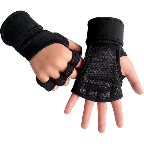 Gants de fitness antidérapants rembourrés en silicone respirant avec protège-poignet pour haltérophilie, musculation, exercices (1/5)