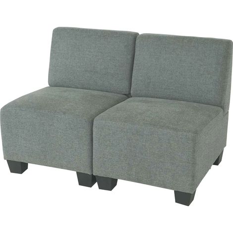 Canapé 2 places modulable style lounge sans accoudoirs assise confortable système clips extensible tissu gris 040010598 (1/5)