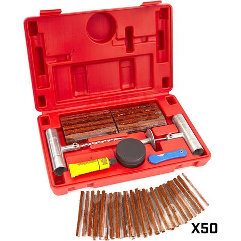 Juego de herramientas para reparar pinchazos en ruedas Reparador pinchazos 50 Mechas pinchazos coche