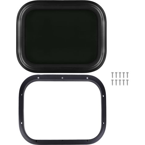 Finestra fissa per camper (lega di alluminio nera, angoli arrotondati, anello di fissaggio) 500 x 350 mm, spessore parete 33-38 mm (1,3-1,5 pollici) (1/5)