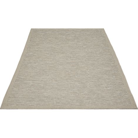 FLOORNOVO In- & Outdoor Teppich Grau Fischgrätmuster - 180 x 67 cm - Flachgewebe für Garten Balkon Terrasse und Innenbereich - Robust & Pflegeleicht - vielseitig einsetzbar im Innen- und Außenbereich (1/2)