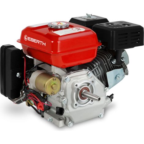 Eberth – Moteur thermique essence 6,5CV 4,8kW – Démarrage électrique – Arbre conique 19mm – Cylindrée 196cc – Protection manque d'huile (1/5)