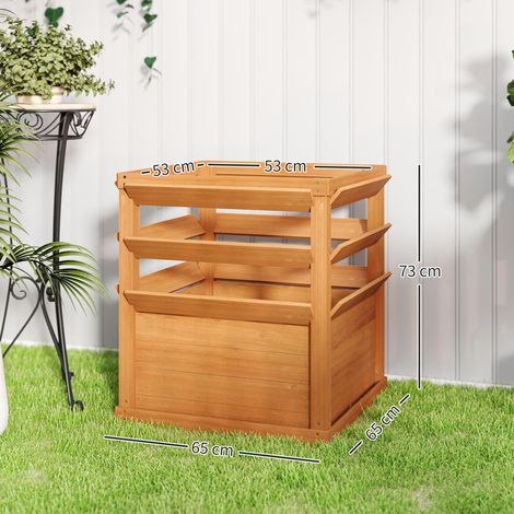 Jardinière surélevée avec treillis, jardinière palissée, bac à fleurs, bois, 65 x 65 x 60 cm, brun caramel (1/5)