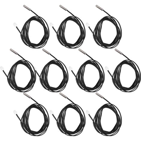 NTC 10K B3950 Temperaturfühler, 5x25mm zylindrischer Temperatursensor, 2m Kabel, Packung mit 10 Stück für präzise Messungen. (1/5)