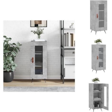 Buffet Gris béton 34,5x34x90 cm Bois d'ingénierie - Buffet - Meuble De Rangement - Armoire - Commode - Design Classique (1/5)