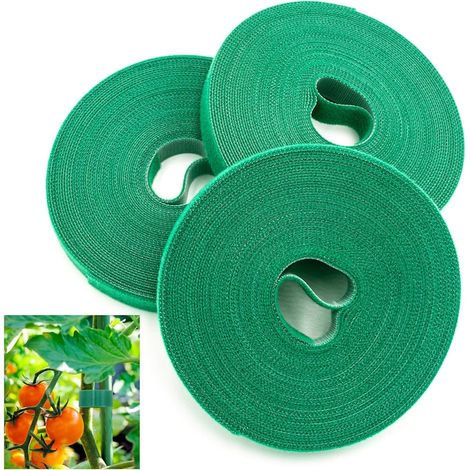 Lot de 3 bandes Velcro réutilisables pour fixer les plantes, 5 m x 1 cm, vertes, pour le jardinage, les tomates et les fleurs. Idéales pour le jardinage, les tomates et les fleurs. (1/5)