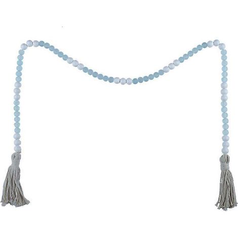 Guirlande de perles bleues à pompons oniriques, décoration murale tendance pour la maison, le dortoir, la chambre d'enfant, la tente, accessoire photo (1/5)