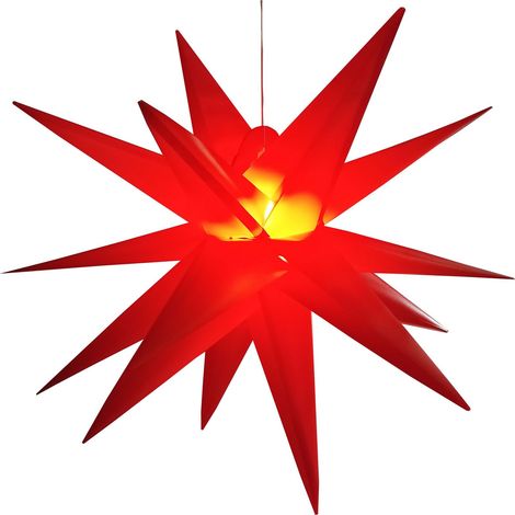 LED Leuchtstern Kunststoff rot Ø 58 cm 1 LED warmweiß, Timer 6/18 Stunden, IP44 (1/5)