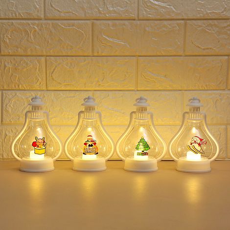 Christmas Decoration Lights Outdoor Indoor LED Lantern Lightweight Light Battery Operated Christmas Decoration Gift 4 Pack (1/4)