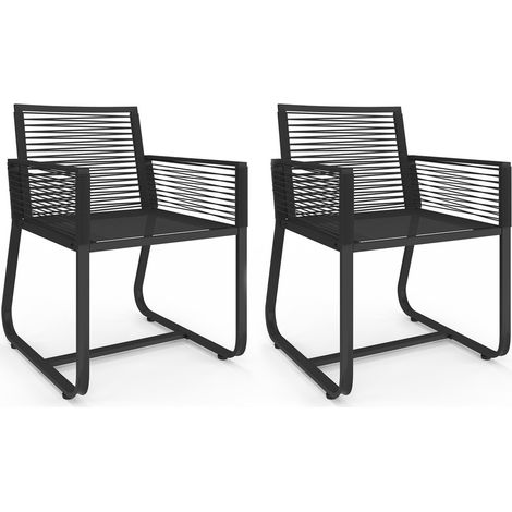 Set di 2 poltrone da giardino ODESSA in metallo e corda nera