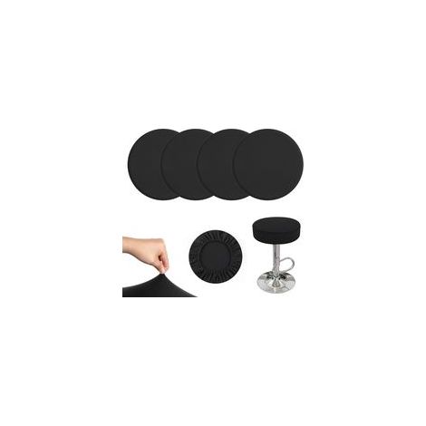 Housse Tabouret Rond, 4 Housse Chaise Bar Extensible, Diamètre 28-38 cm, Housse Tabouret de Bar Rond, Facile d'entretien Lavable Infroissable Douce et Durable (Noir)