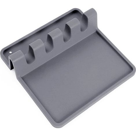 Portautensili da cucina in silicone con tappetino antigoccia, tappetino in silicone per cucchiai/mestoli/forchette, per piani di lavoro e fornelli, resistente al calore (1/5)