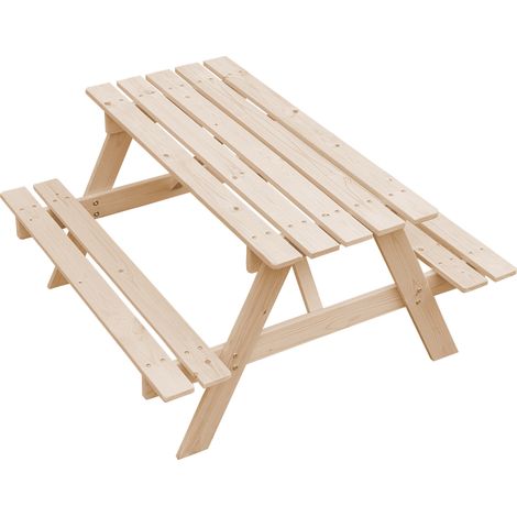 Tavolo da picnic per bambini in legno L90xL90xA50 cm -Gruppo Tavolo con panche- Timbela M018-1